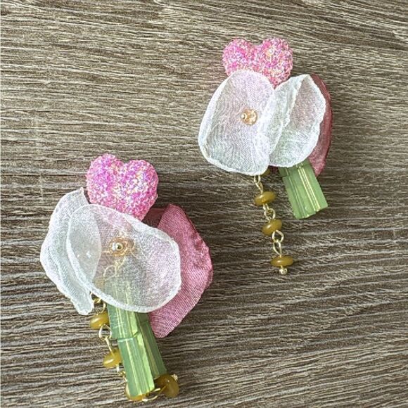 Bohemian heart drop earrings A365 - Picture 4 of 4